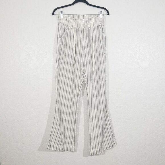 Ci Sono White Striped Nevada Wide Leg Pull On Pants Size‎ Medium - Picture 1 of 8